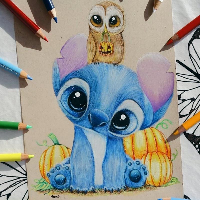 Волосы цветными карандашами