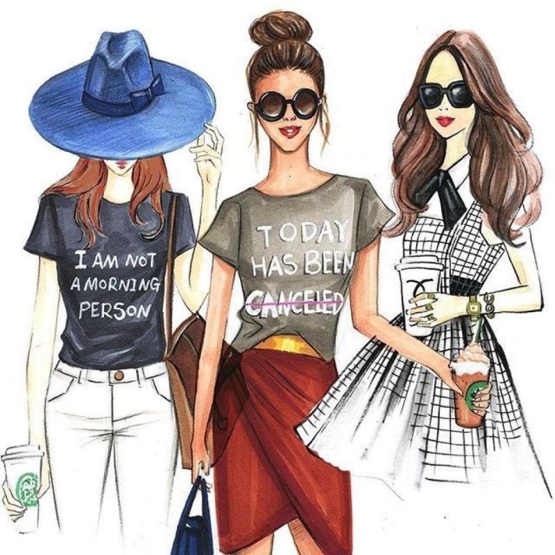 Модные иллюстрации девушек в полный рост
