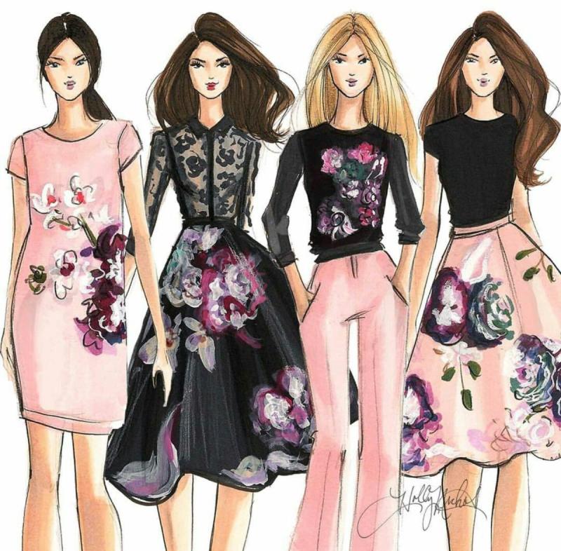 Романтический стиль в одежде эскизы
