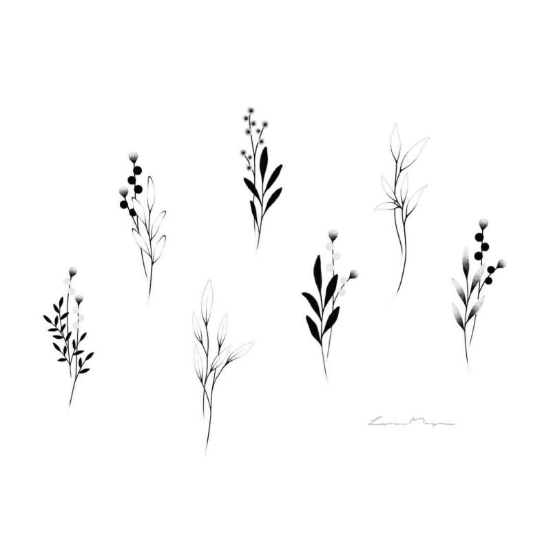 Тату веточка эскиз