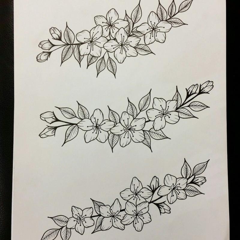 Ветка цветов эскиз