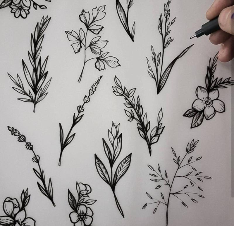 Тату веточка эскиз