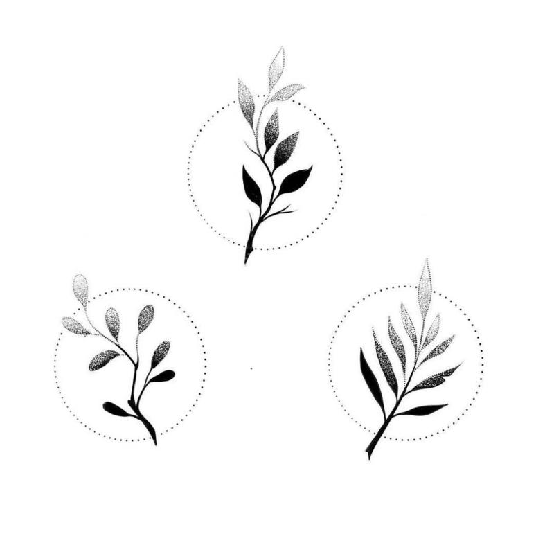 Эскиз веточка с листьями