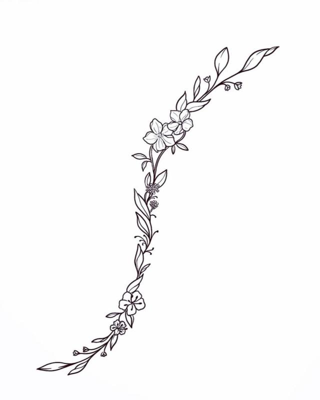 Веточка браслет тату эскиз