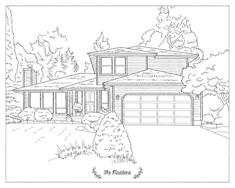 Современный коттедж рисунок