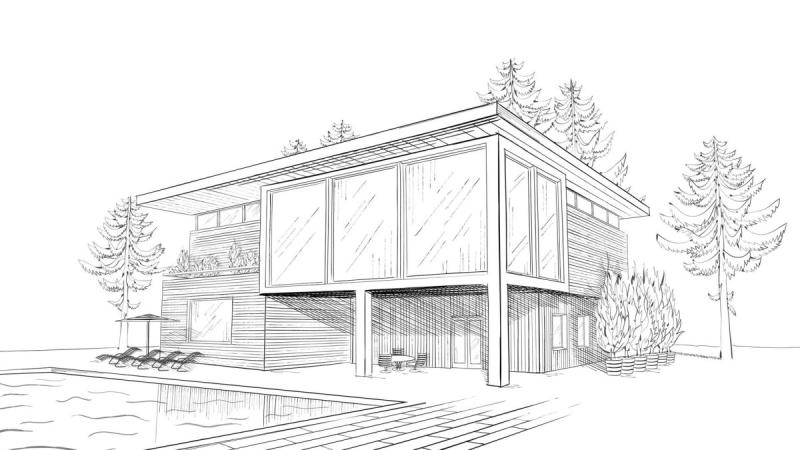 Современный дом рисунок