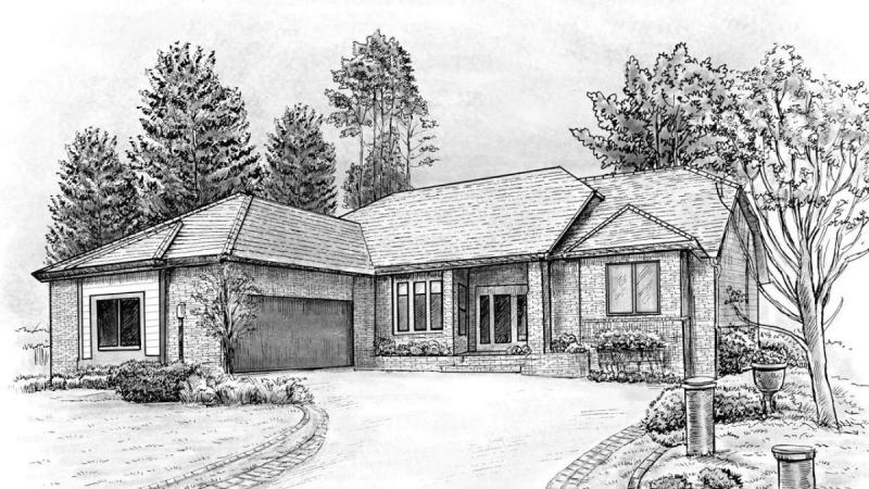 Акварельный домик скетч