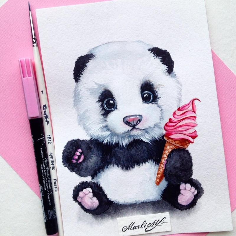 Панда зарисовка