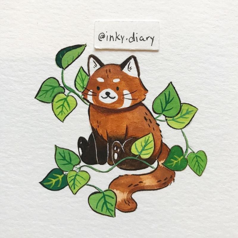 Рыжая Панда рисунок для детей