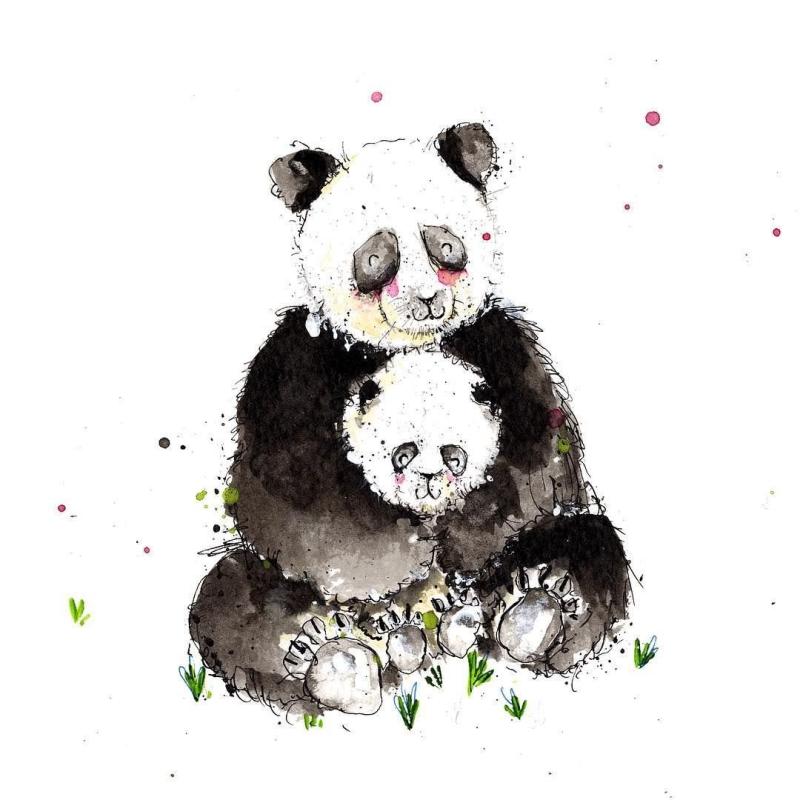 Красная Панда цветными карандашами