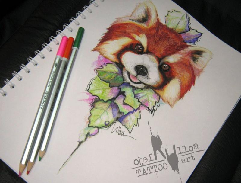 Красная Панда тату эскиз