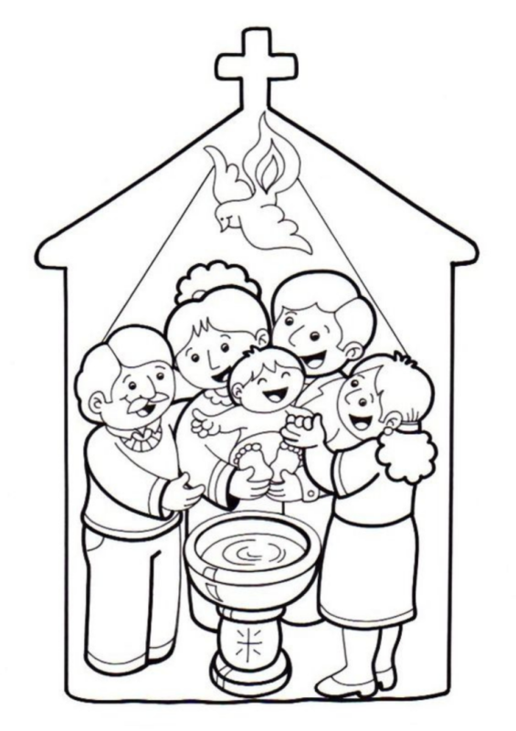 Раскраска Иоанн Креститель крестит Иисус