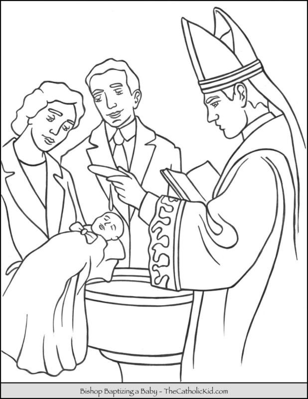 Раскраска Иоанн Креститель крестит Иисус