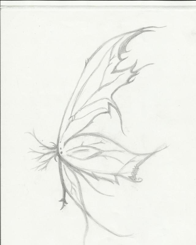 Крылья феи карандашом