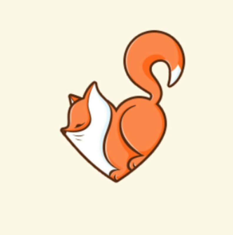 Лисёнок с сердечком рисунок милый