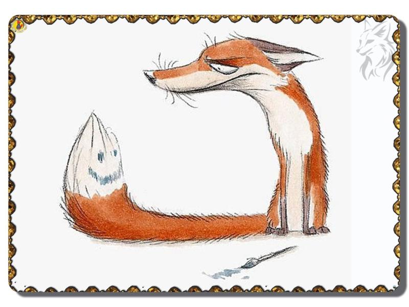 Смешной Лис нарисованный