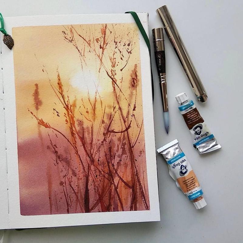 Пейзажи на акварельной бумаге