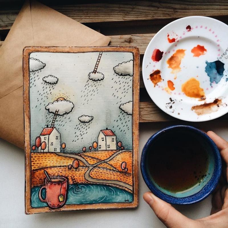 Глаз красками для скетчбука