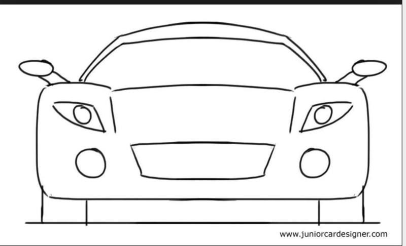 Рисунок машины с улыбкой контур