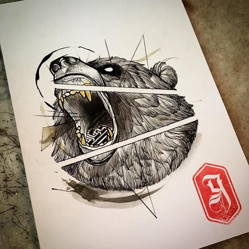 Тату медведь Графика