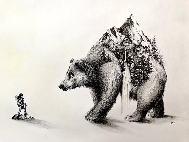 Медведь арт рисунок