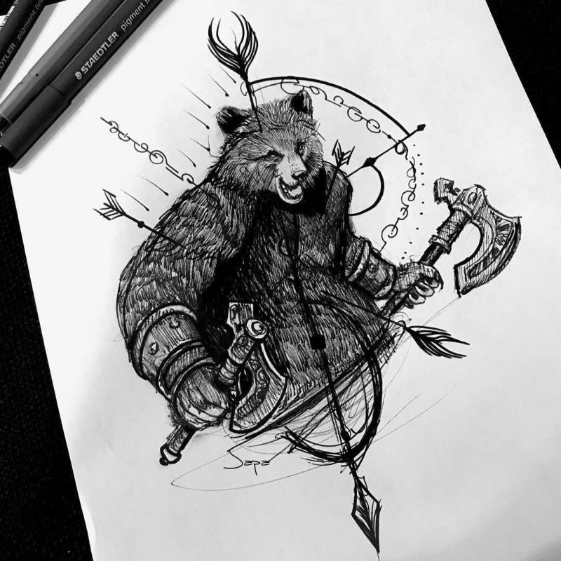 Скандинавские тату медведь