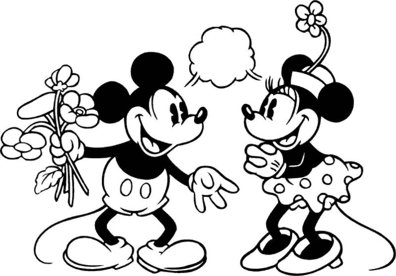 Раскраски Минни Маус с цветами