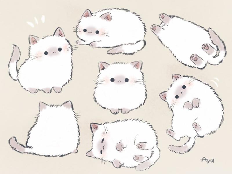 Скетчи милых котиков