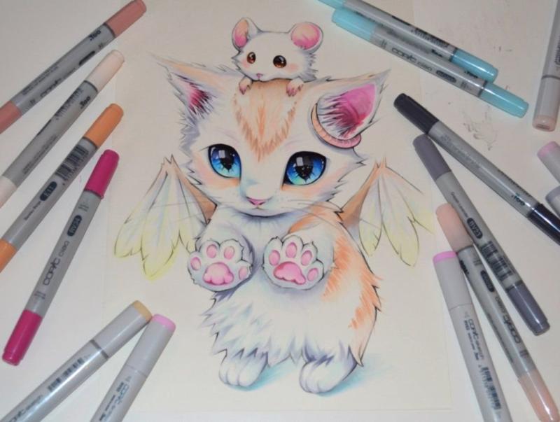 Рисунки животных маркерами