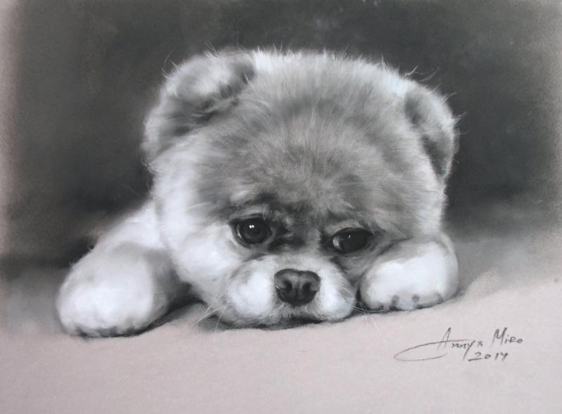 Маленький щеночек карандашом