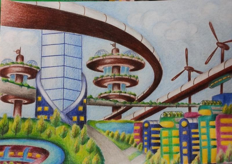 Рисунок на тему город будущего