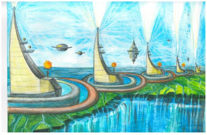 Город будущего рисунок