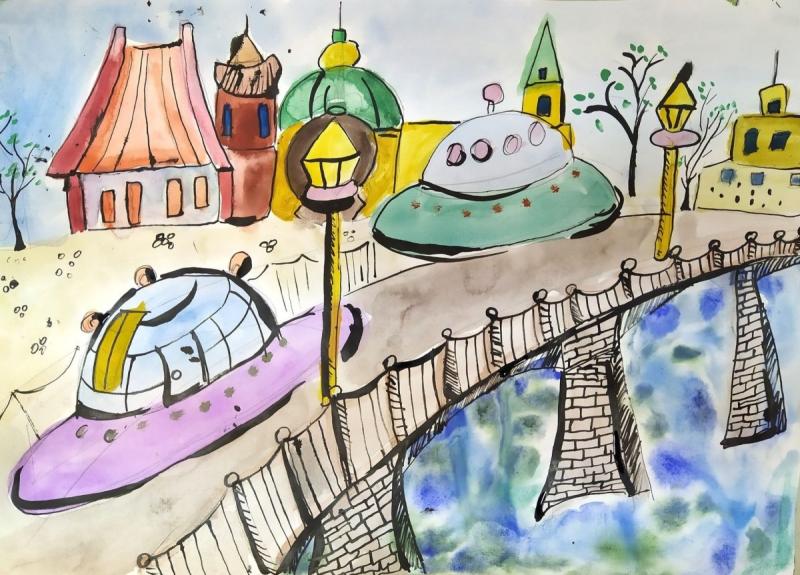 Фантастический город рисунок