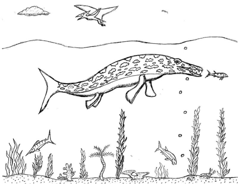 Мозазавр раскраска распечатать