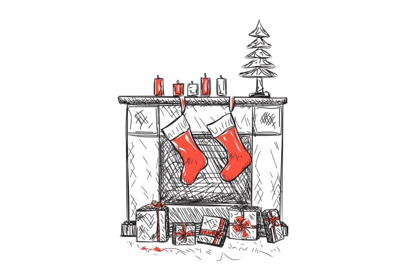 Камин раскраска