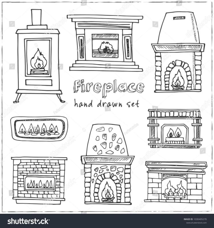 Камин рисунок красками