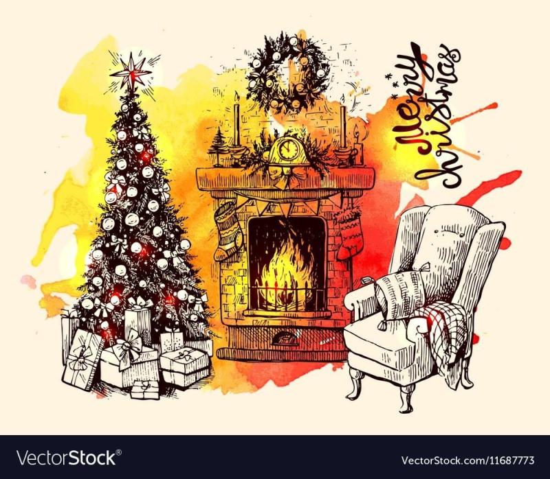 Рисунок камина на стене