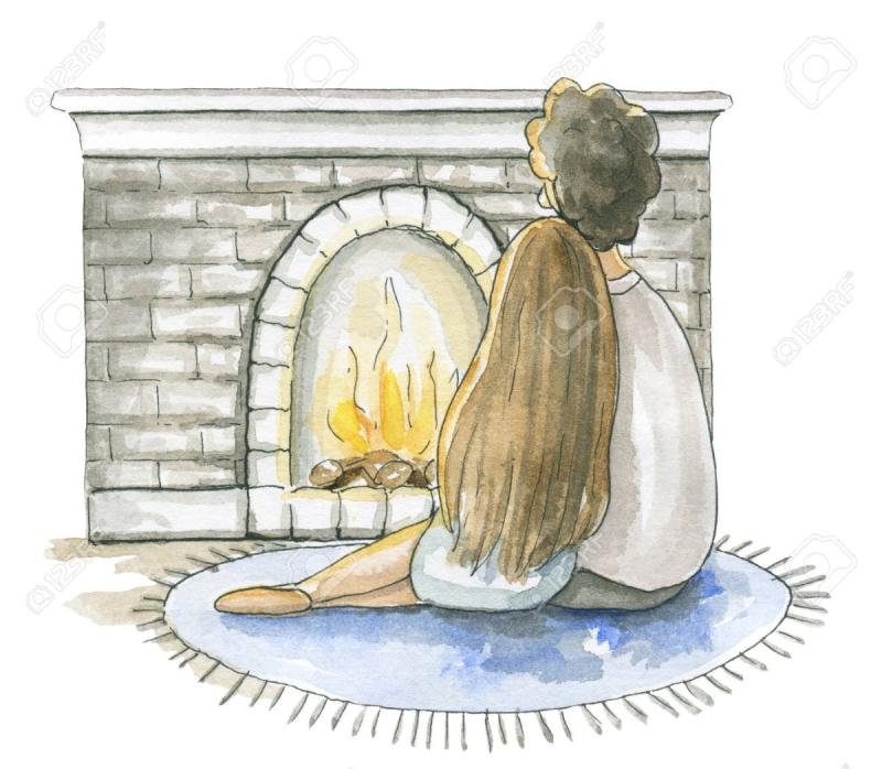 Камин рисунок легко