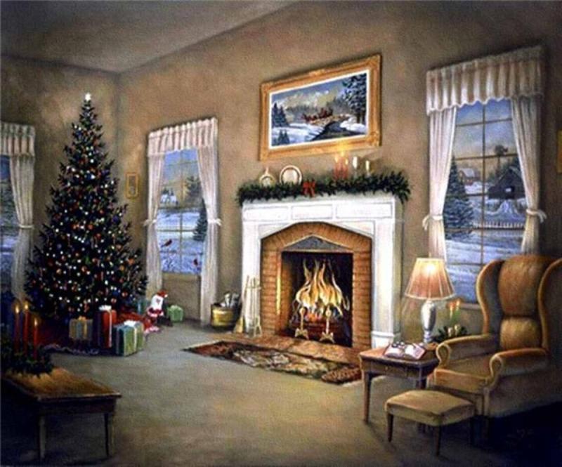 Камин из кирпича новогодний