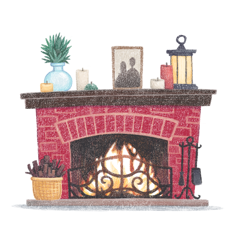 Рисунок новогоднего камина