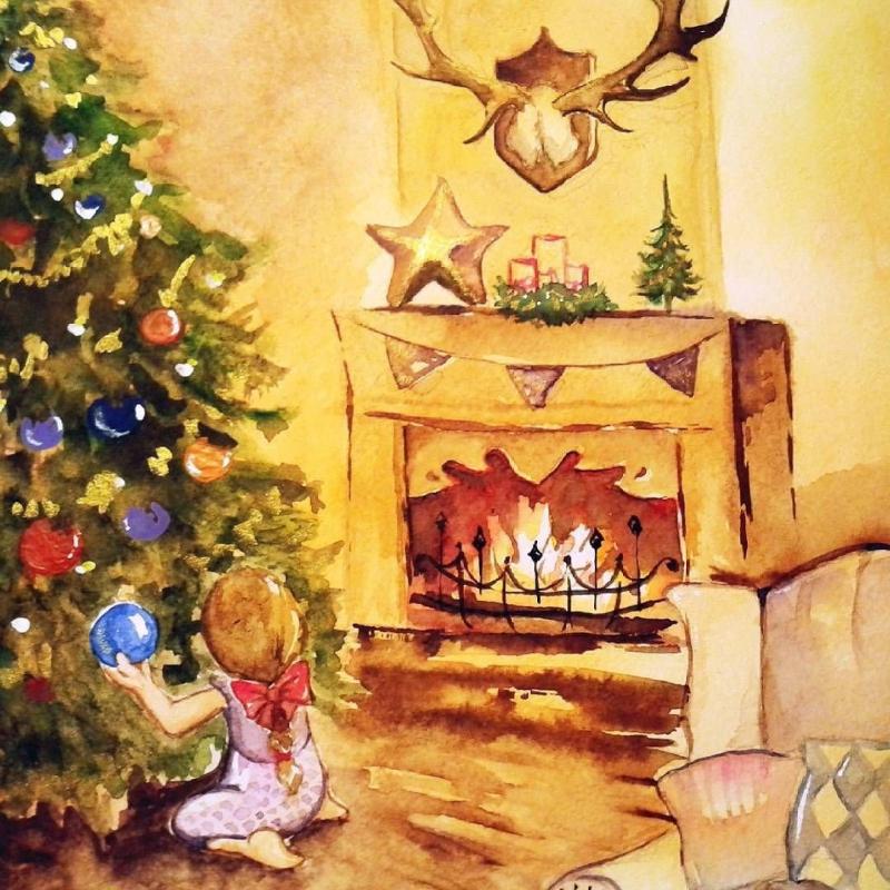 Рождество уютные иллюстрации