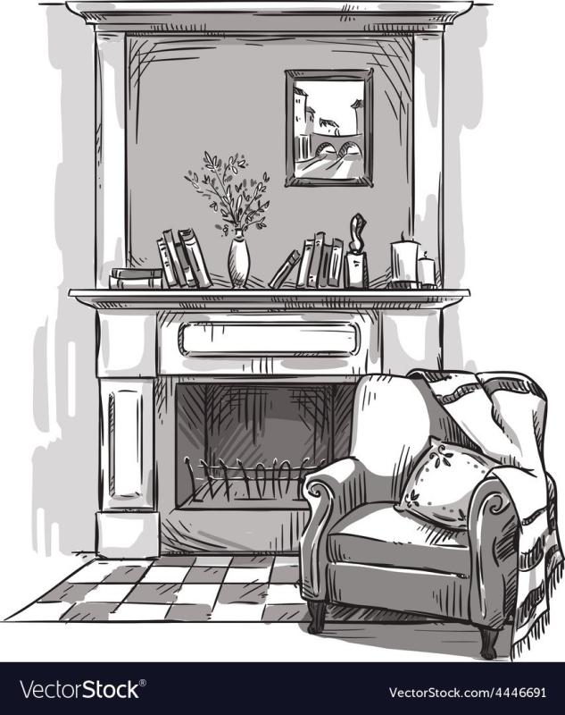 Рождественский камин акварель