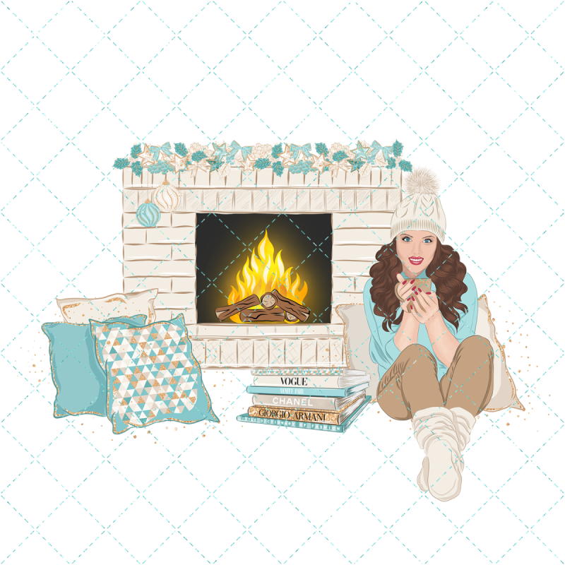 Рисунок новогодний камин и елка