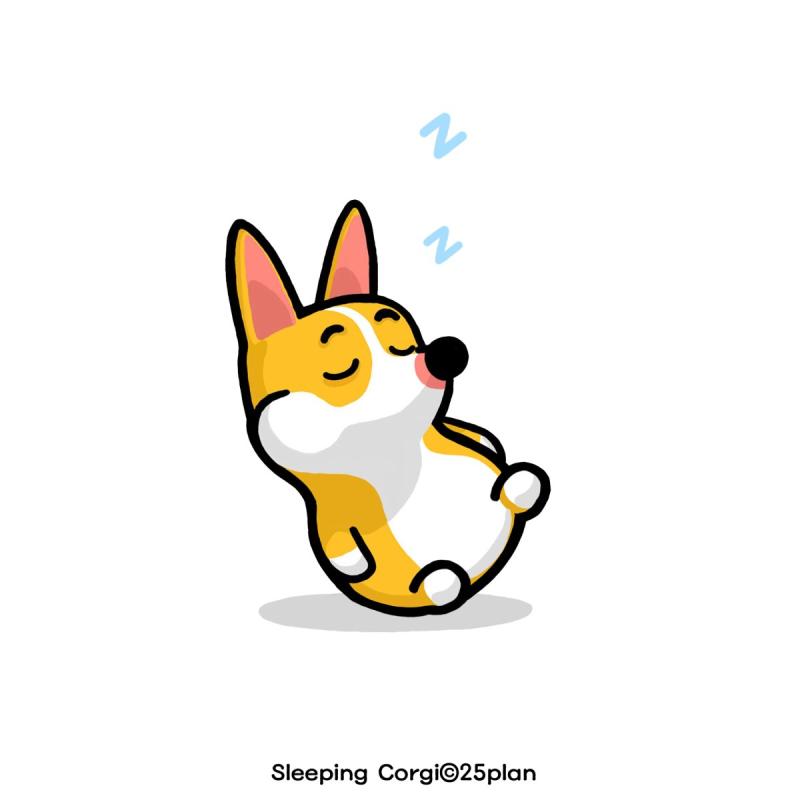 Корги мультяшная спящая