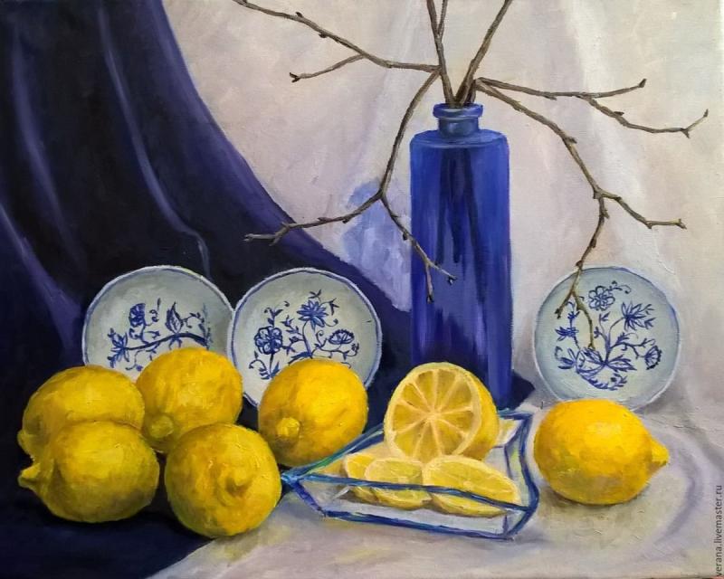 Натюрморт с лимоном живопись