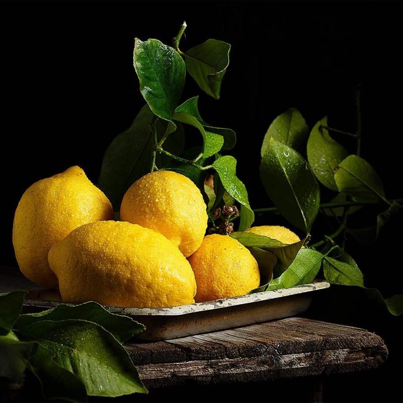 Фрукты на черном фоне картины