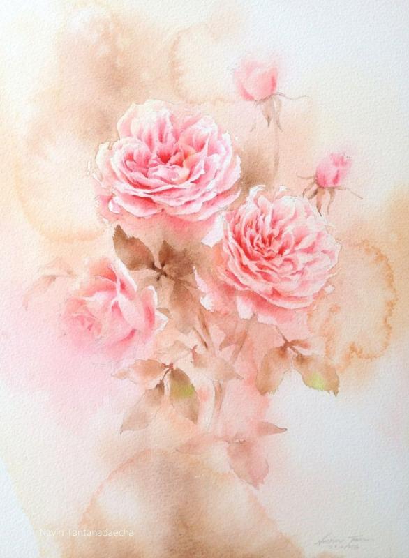 Нежный цветочек акварель