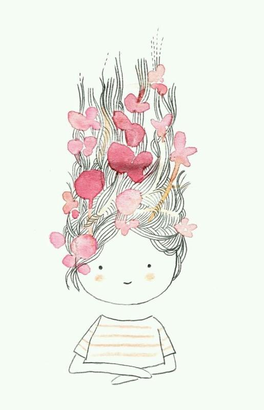 Девочка с цветами рисунок для срисовки