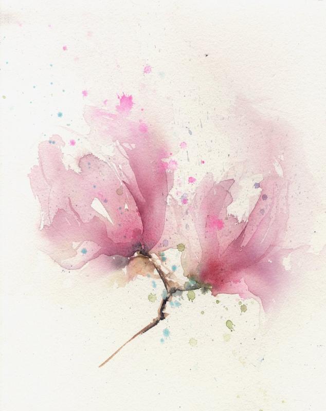 Нежные цветы акварель