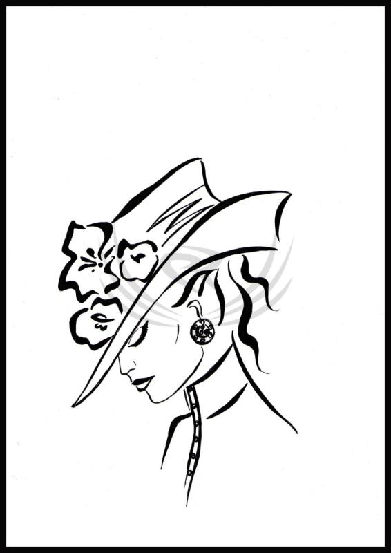 Девушка в шляпе вектор